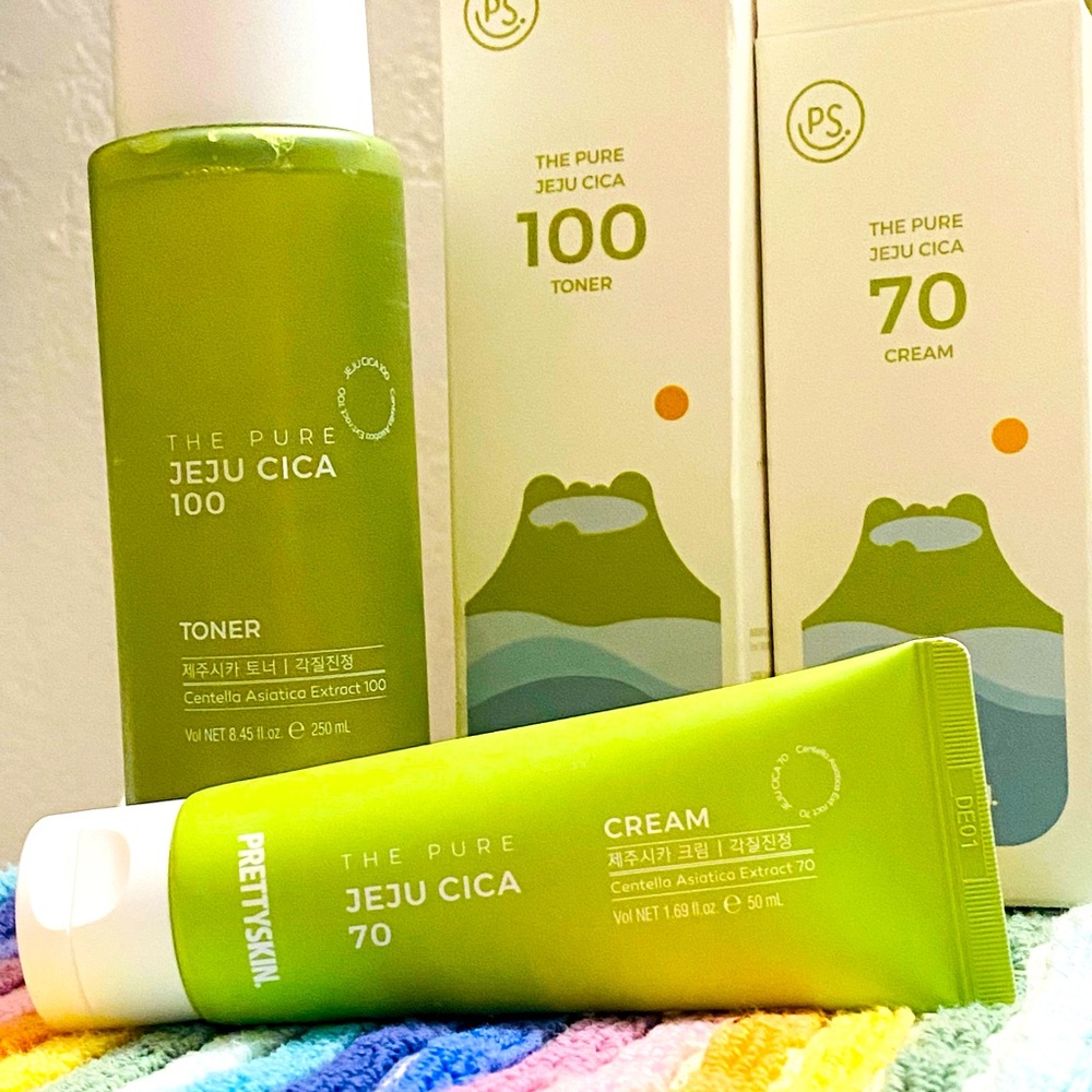 Prettyskin Jeju Cica line Toner100/Cream70 both NWB!